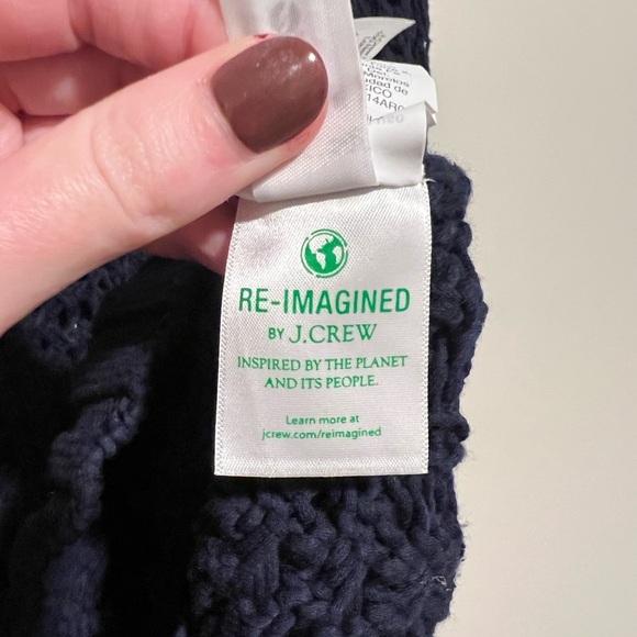 J. Crew Wide-Neck Beach Sweater with Pointelle Stitch Navy Size Small - Picture 6 of 7